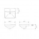 Arcisan 480 x 415 semi-inset basin with 1-taphole