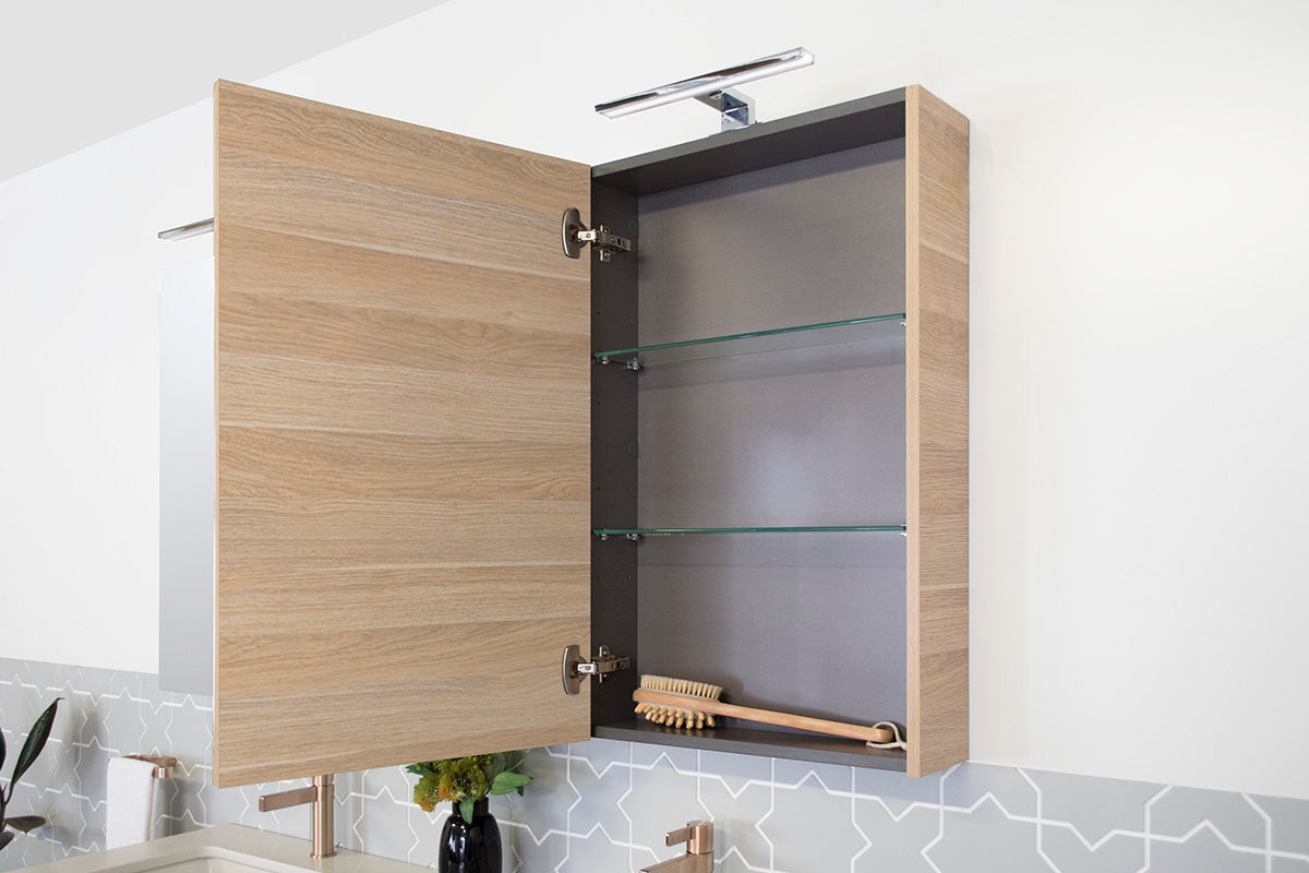 ADP Glacier Mirrored Cabinet door open