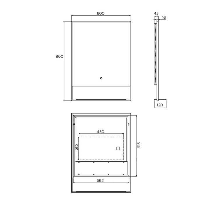 Arcisan mirror with frame and shelf