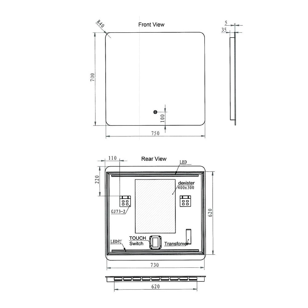 Eneo 75 Backlit Mirror