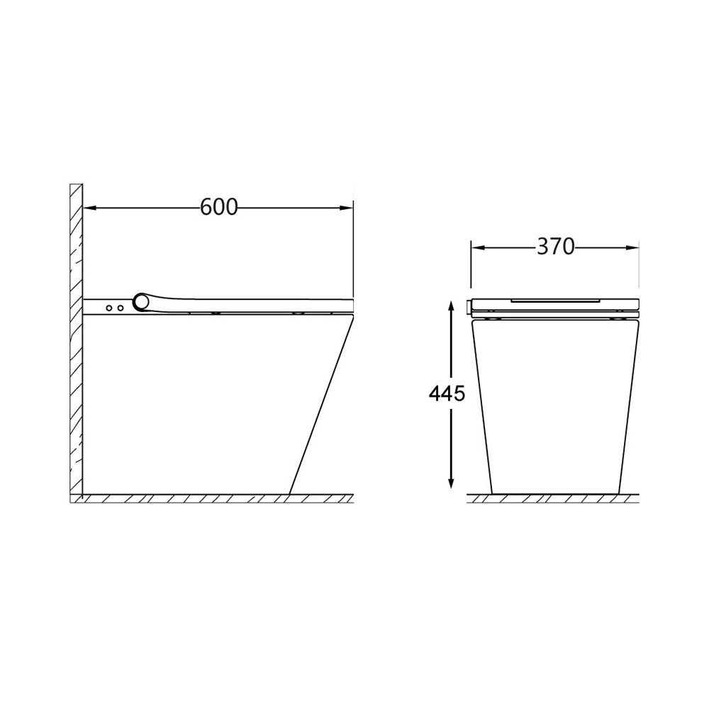 Neion Plus wall faced intelligent toilet pan with remote and Arcisan in-wall cistern