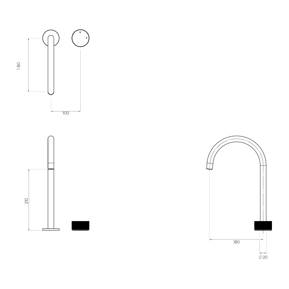Vierra Basin mixer with Extended Height Spout