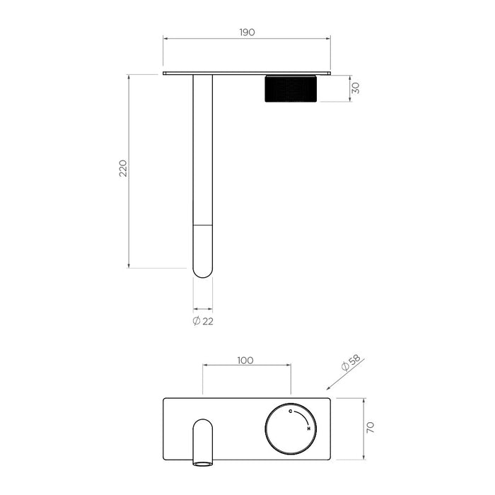 Vierra Wall mixer set with plate - 220mm spout Chrome