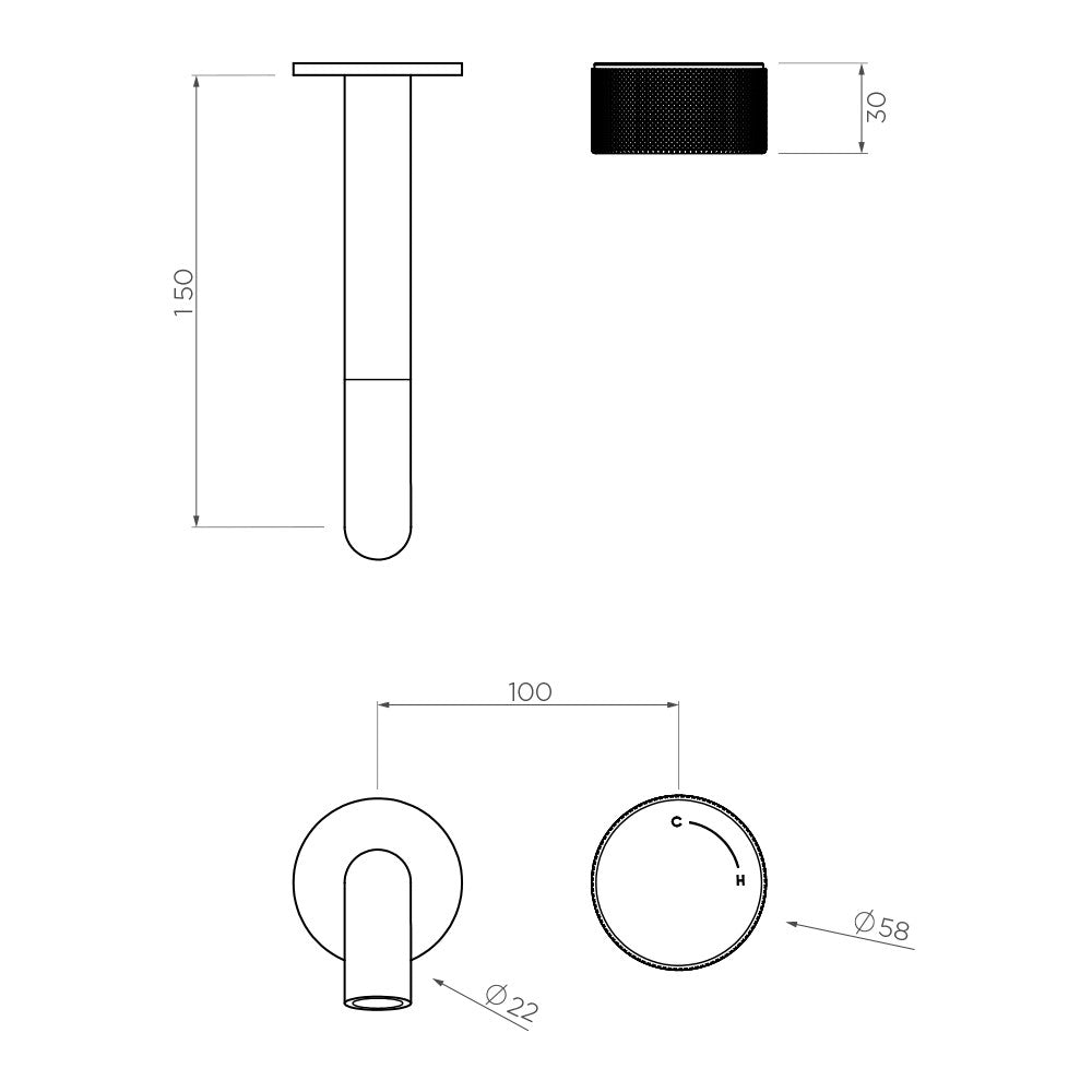 Vierra Wall mixer set - 150mm spout