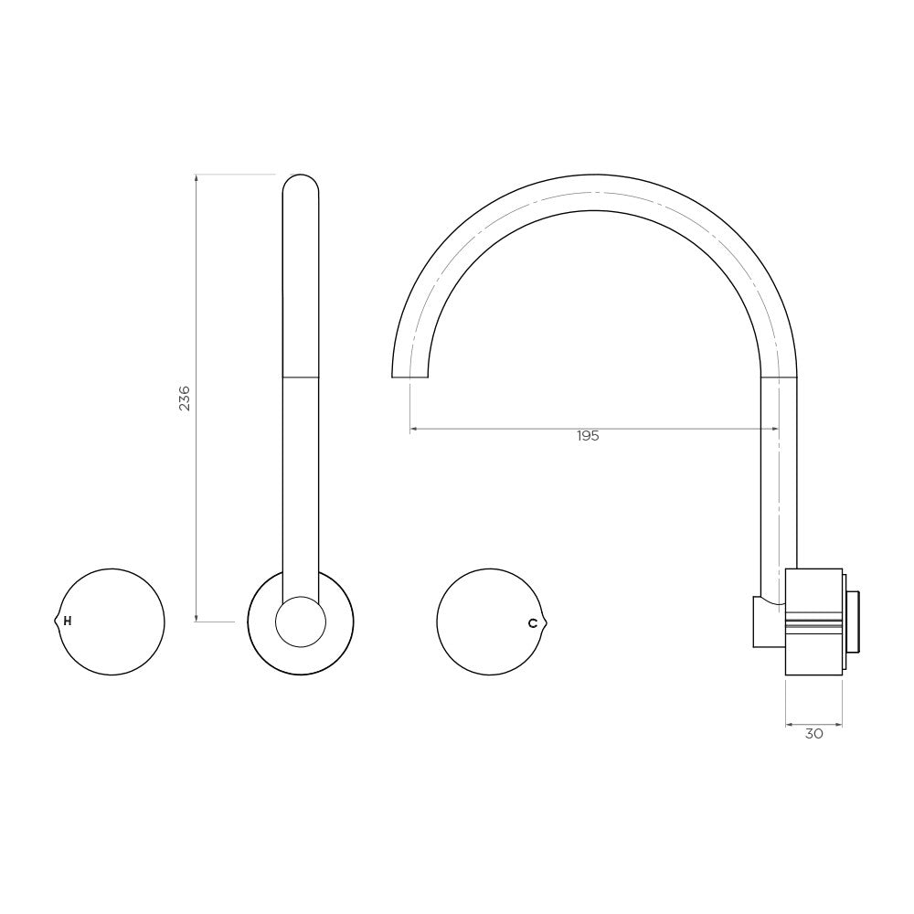 Venn wall mount kitchen or laundry set with swivel spout