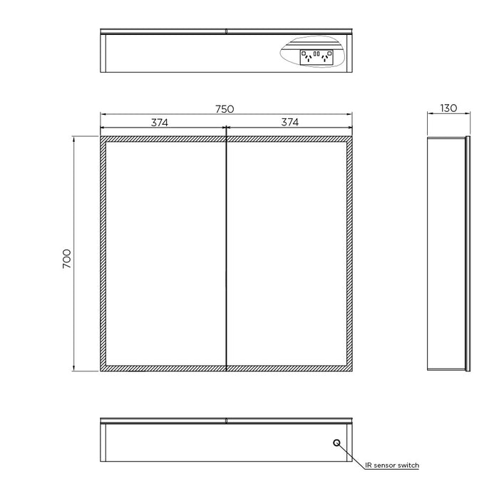 Xoni Mirror Cabinet - 750 x 700