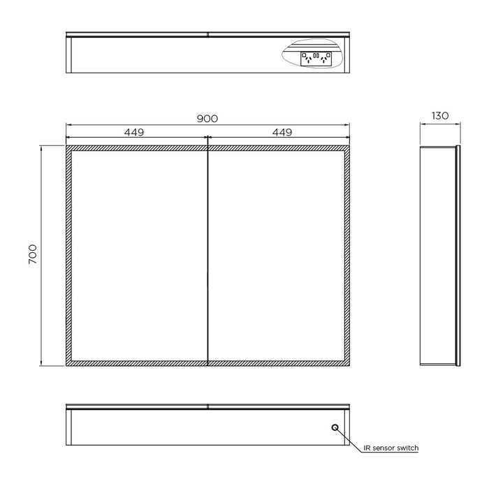 Xoni Mirror Cabinet - 900 x 700