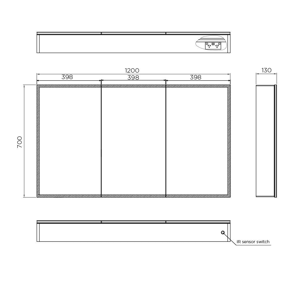 Xoni Mirror Cabinet - 1200 x 700