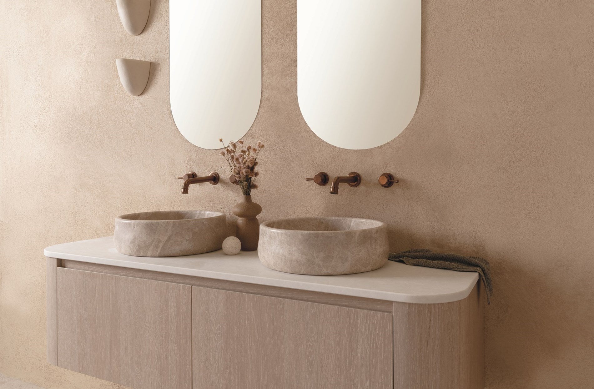 ADP Surry Curved Wall Hung Vanity Cherry Pie Benchtop