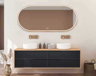 Radiant Aura Brushed Bronze Pill Led Mirror 1500mm