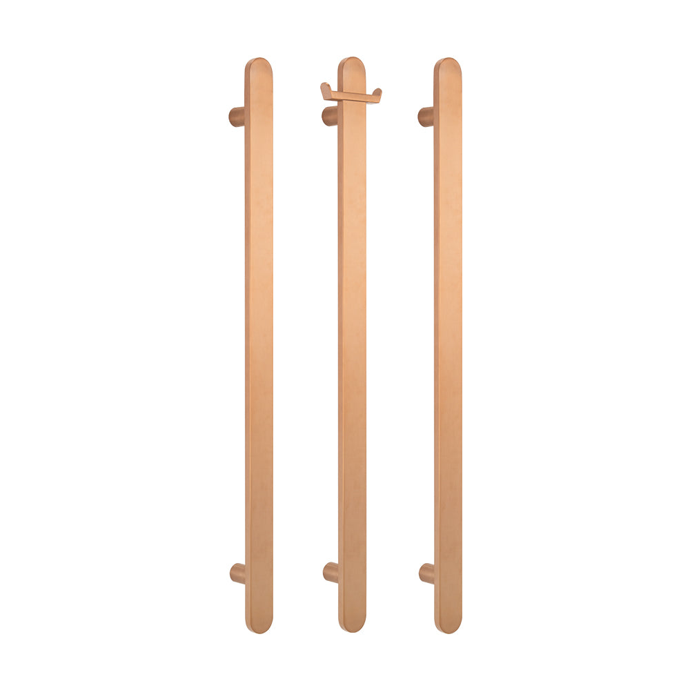 Non heated Vertical flat bar towel rail 50 x 930mm Brushed Copper