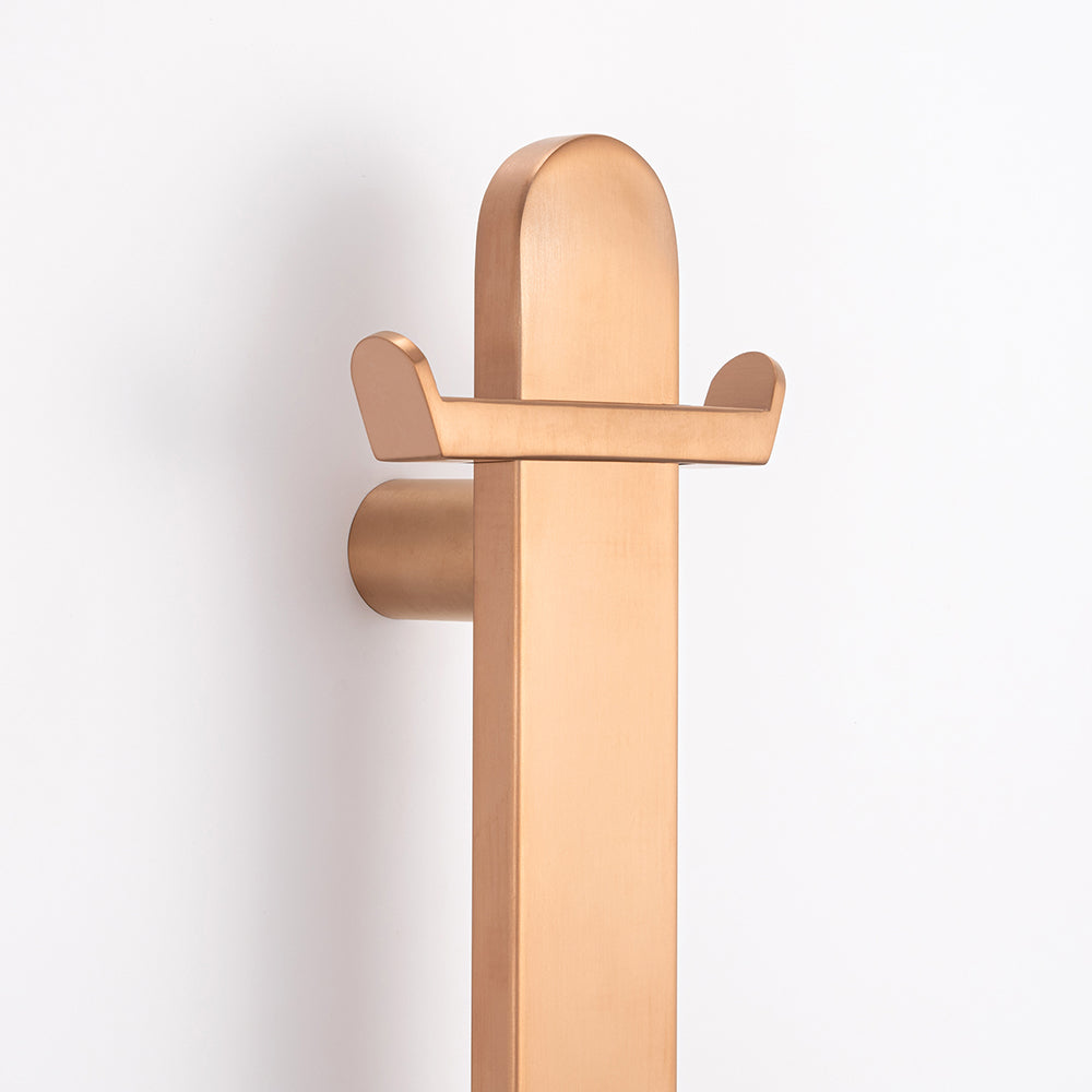 Non heated Vertical flat bar towel rail 50 x 930mm Brushed Copper