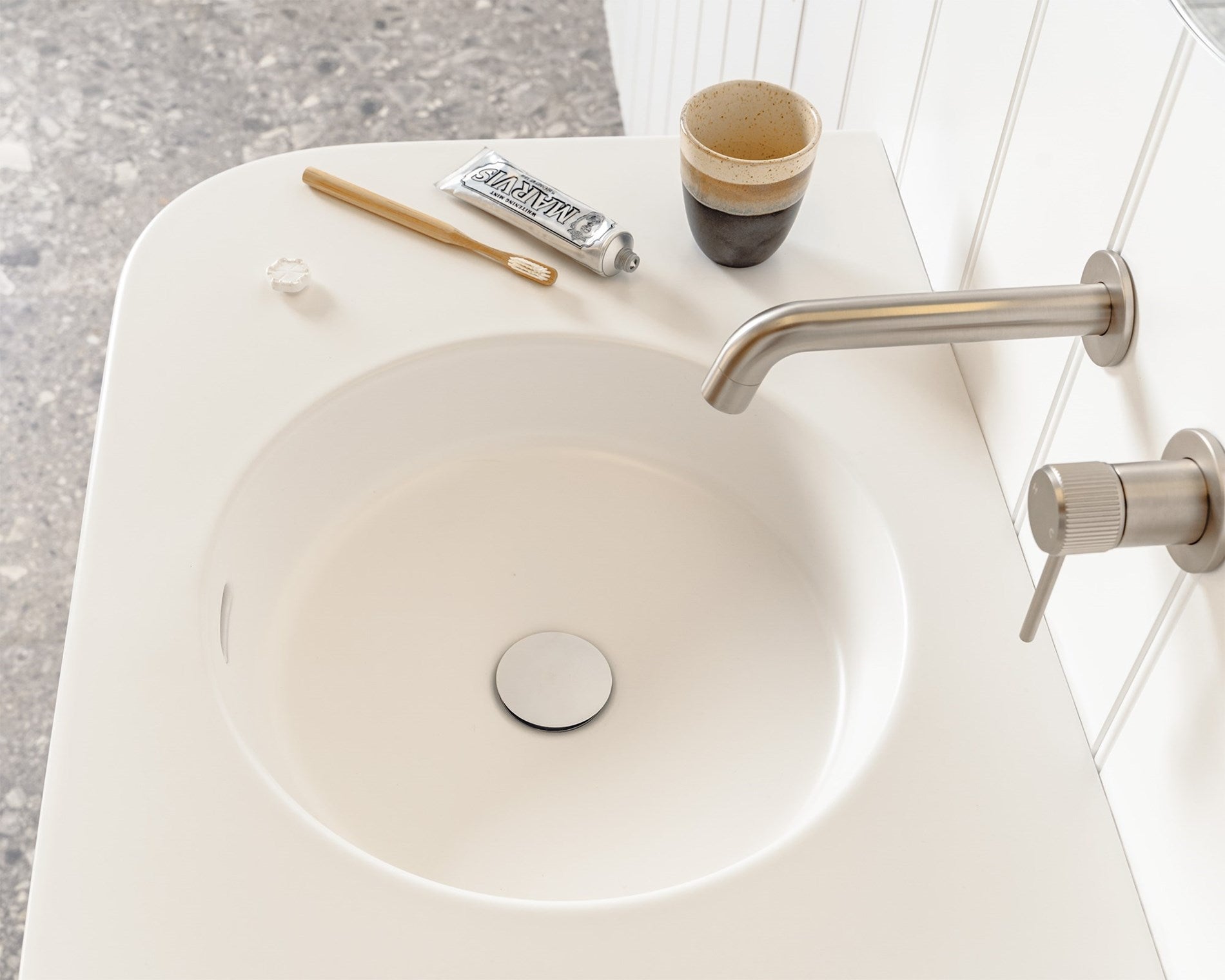 ADP Thea Curved Wall Hung Vanity Matte Ceramic Benchtop