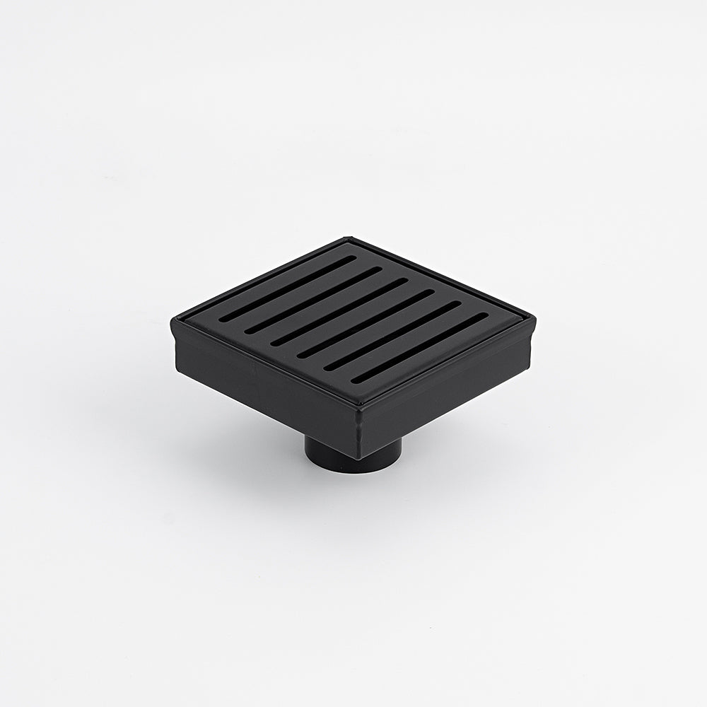 Square Slotted Floor Grate (Matt Black) 100mm x 100mm (38mm Outlet)