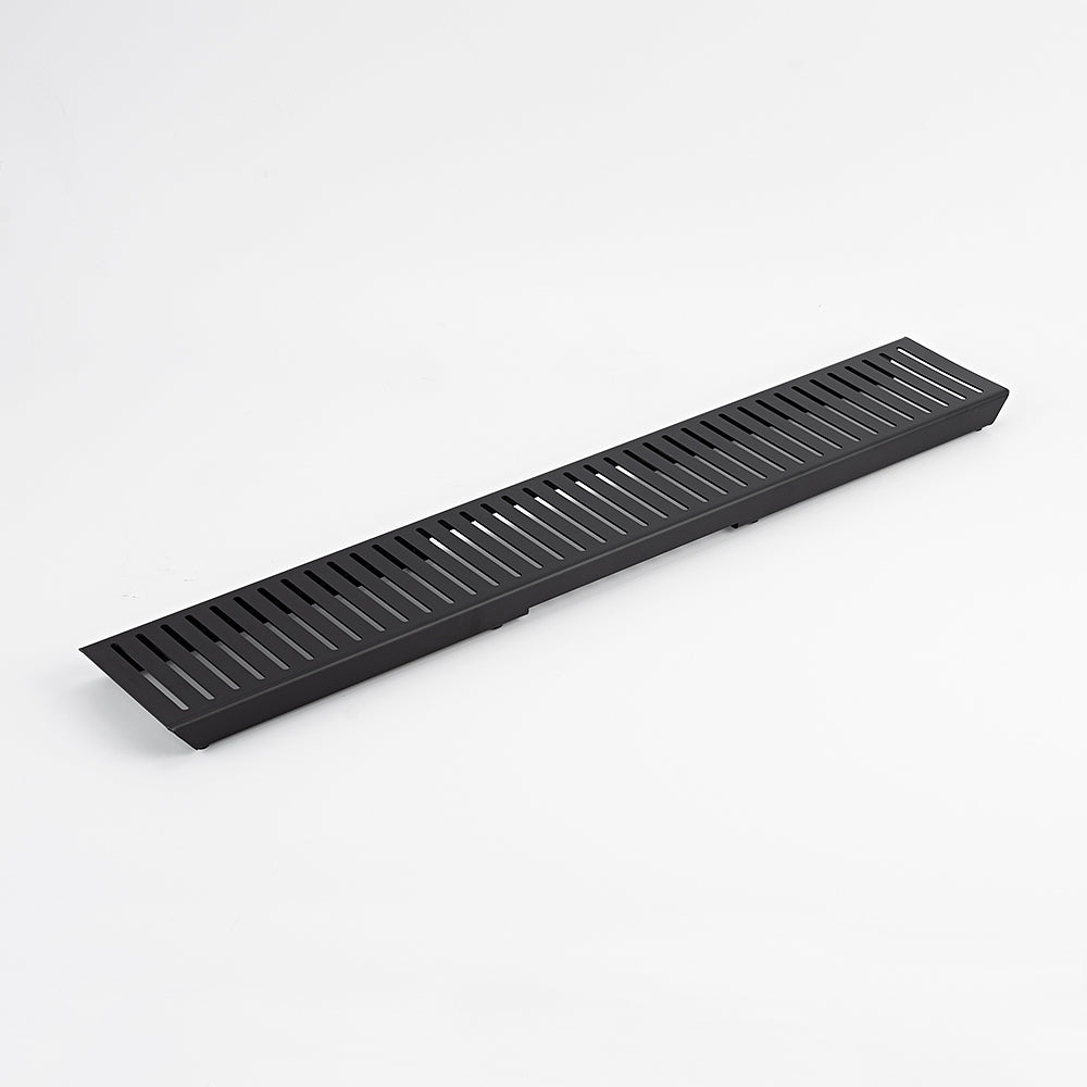 Linear Slotted Floor Grate (Matt Black) 100mm x 600mm (74mm Outlet)
