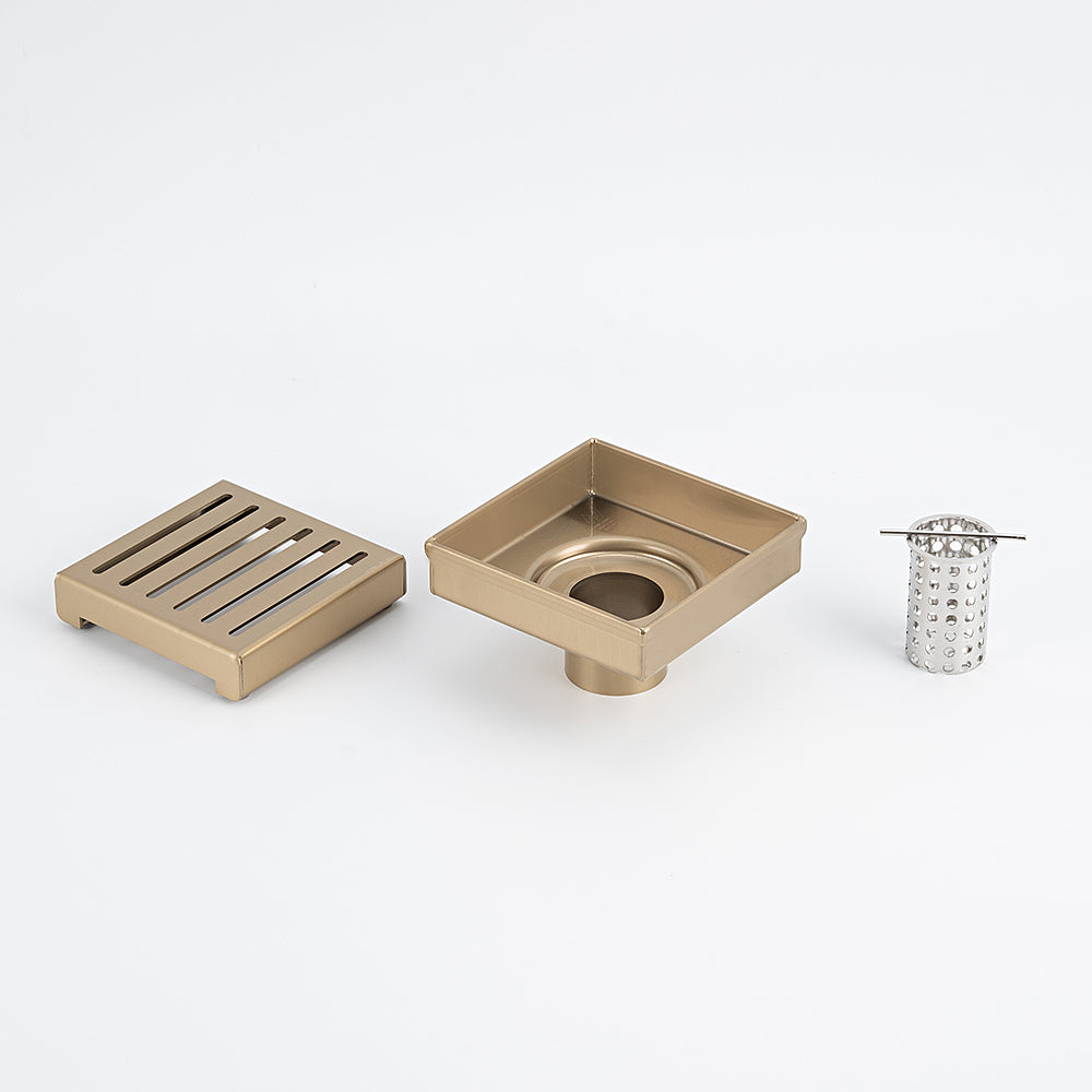 Square Slotted Floor Grate (WARM Brushed Nickel) 100mm x 100mm (38mm Outlet)