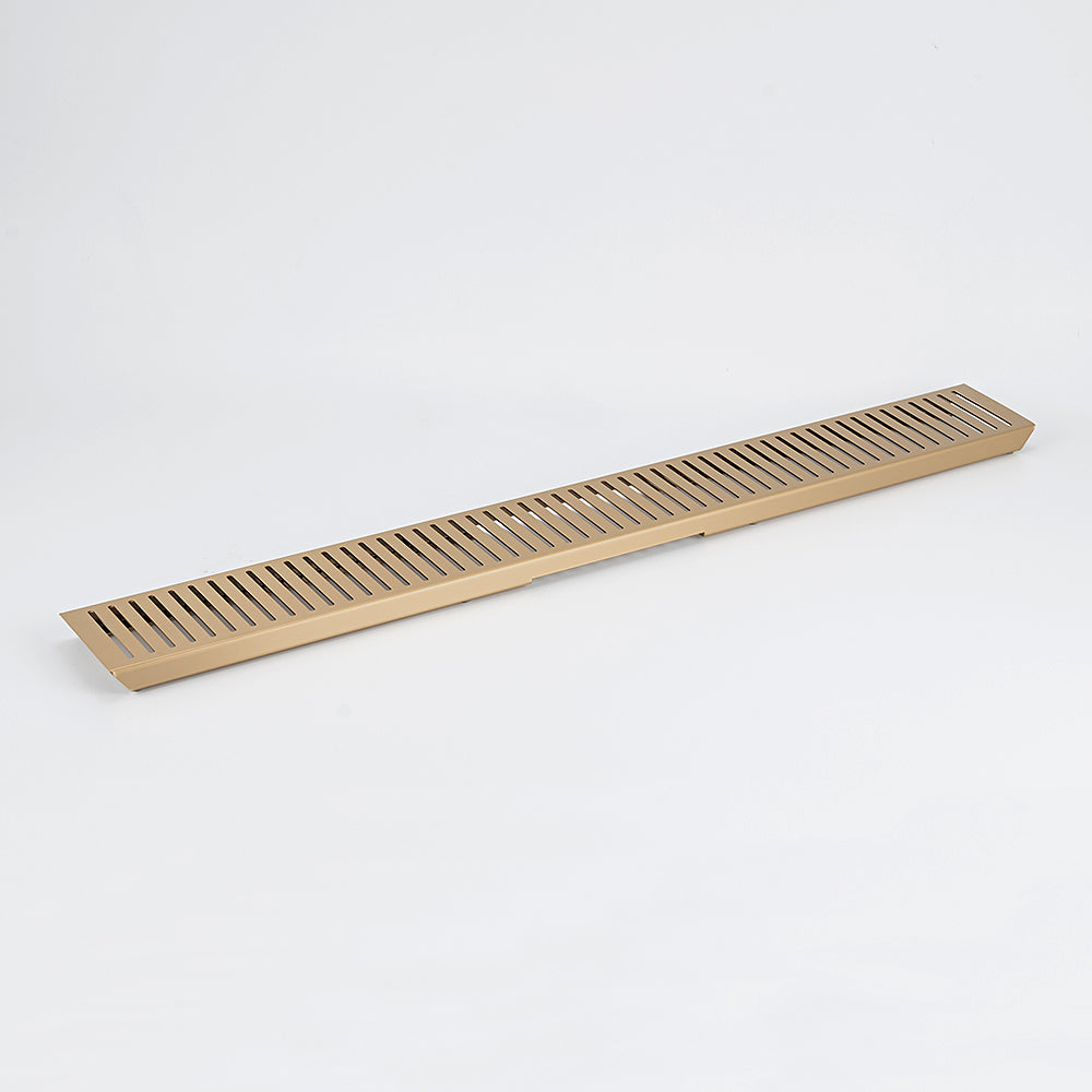 Linear Slotted Floor Grate (WARM Brushed Nickel) 100mm x 600mm (74mm Outlet)