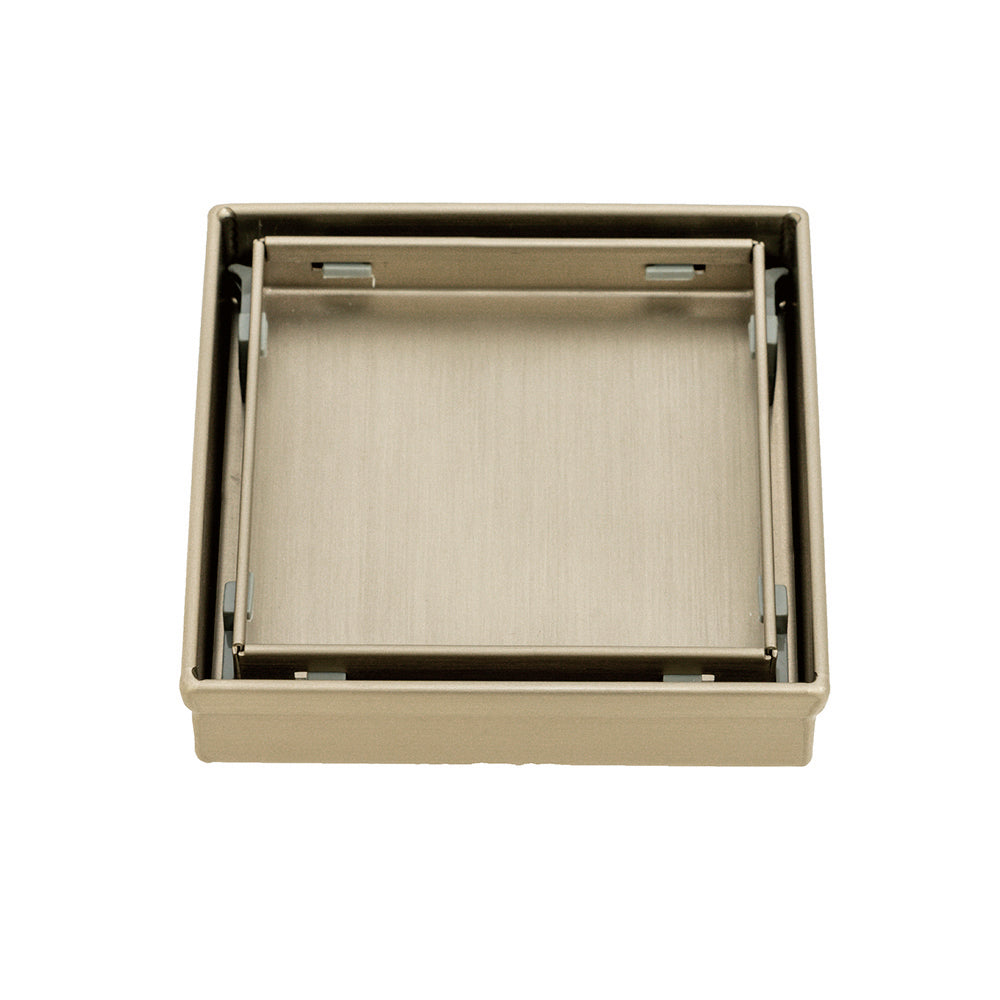 Square Tile Insert Floor Grate (WARM Brushed Nickel) 100mm x 100mm (38mm Outlet)
