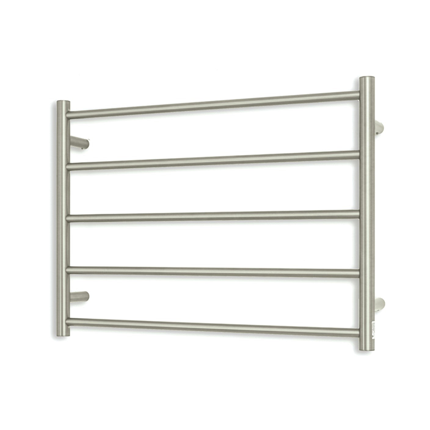 Radiant 240V Heated Round Ladder 750 x 550 Cool Brushed Nickel