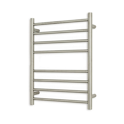 Radiant 240V Heated Round Ladder 430 x 700 Cool Brushed Nickel