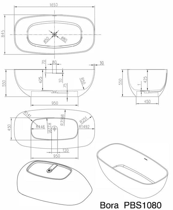 Pietra Bianca Bora Freestanding Bath