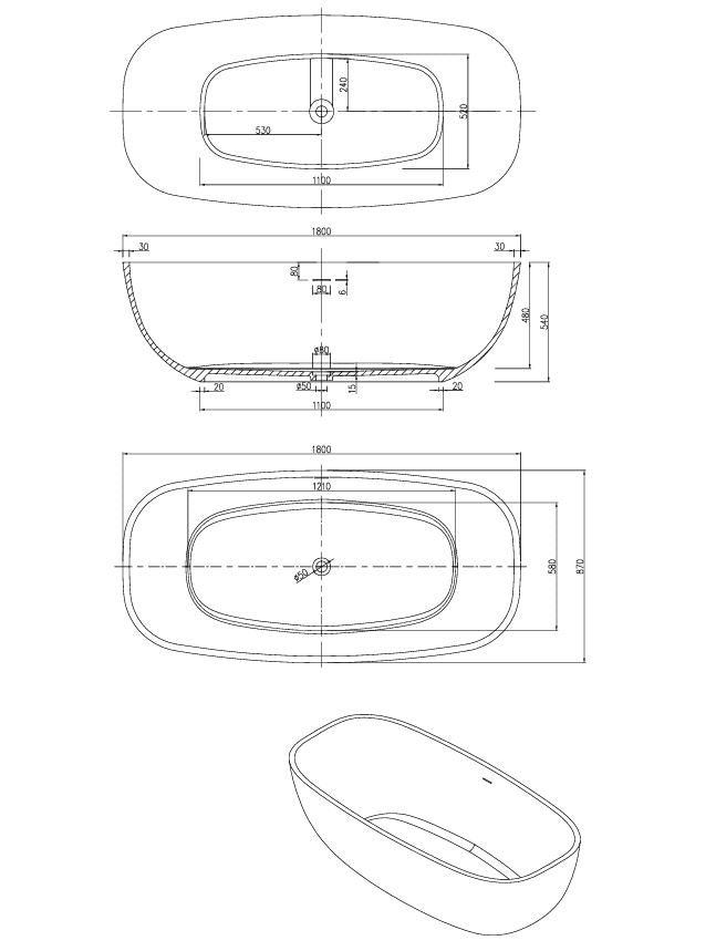 Pietra Bianca Bora Freestanding Bath