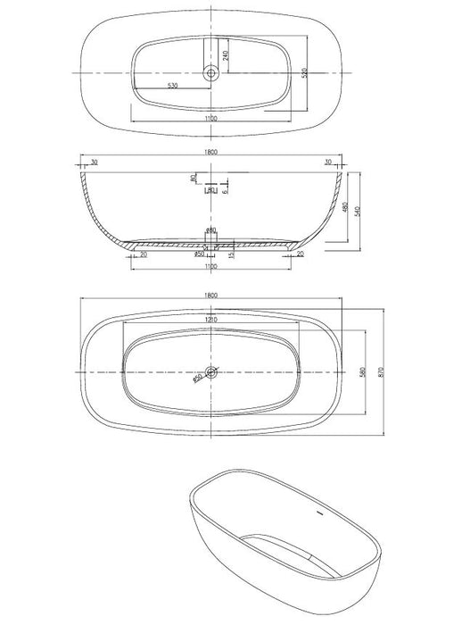 Pietra Bianca Bora Freestanding Bath