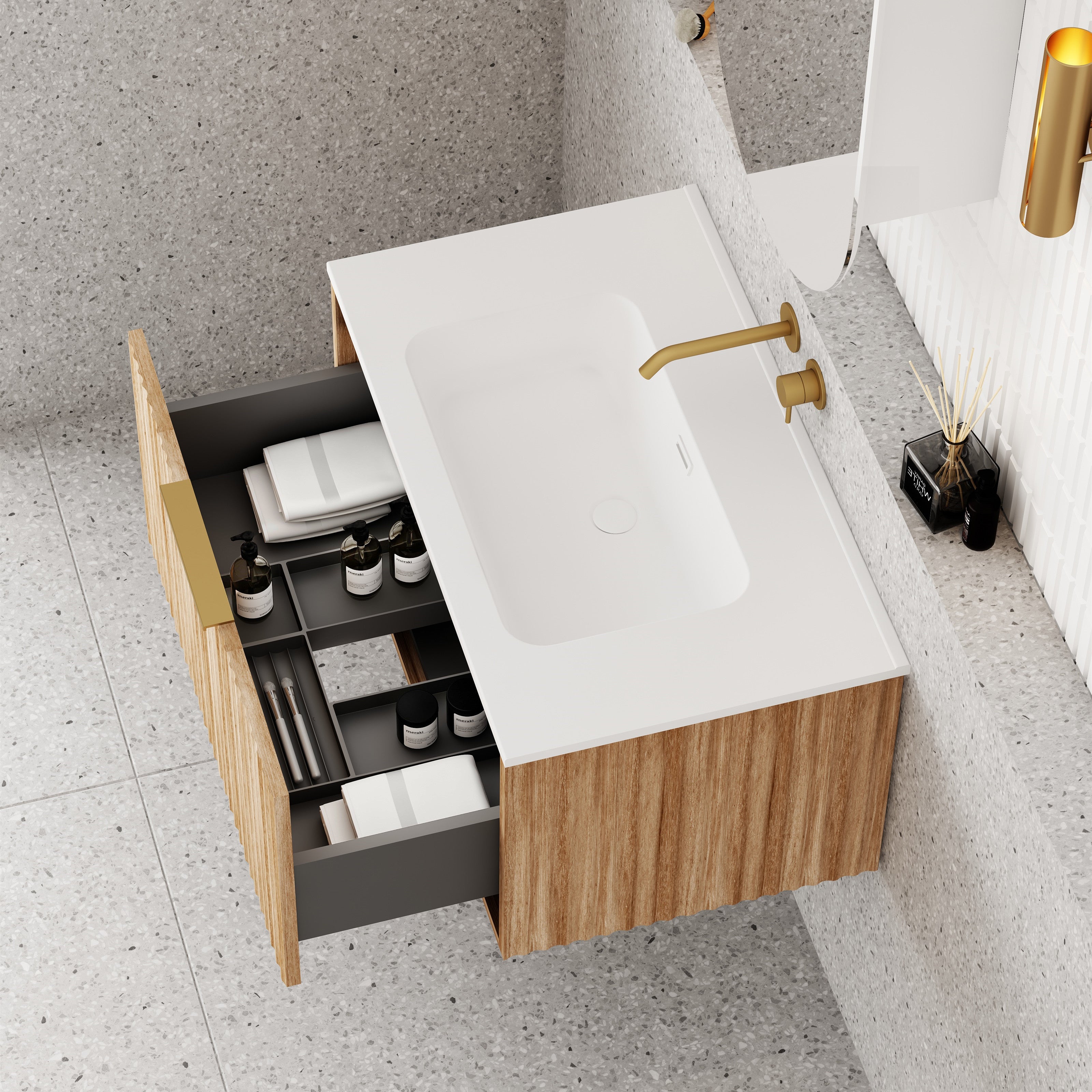 Cassa Designs Capture Natural Oak Wall Hung Vanity