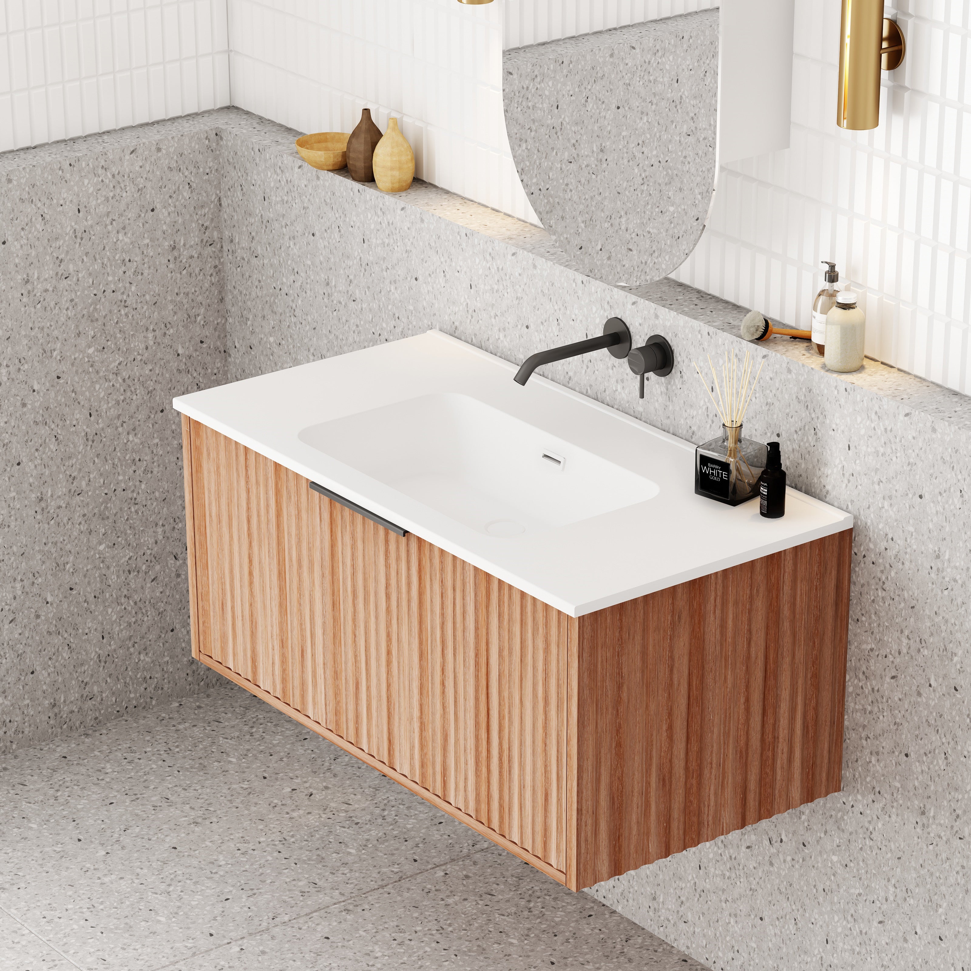 Cassa Designs Capture Natural Walnut Wall Hung Vanity