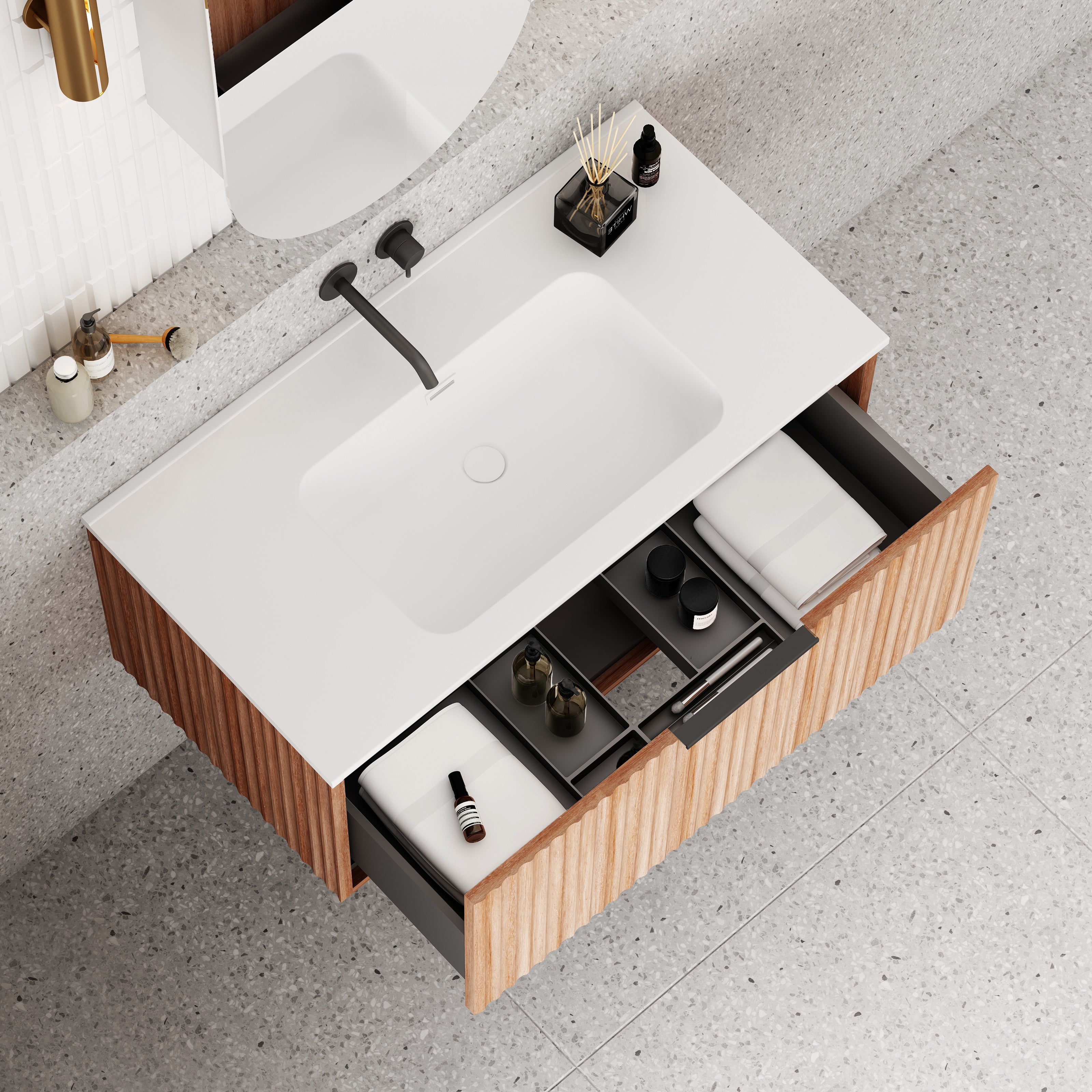 Cassa Designs Capture Natural Walnut Wall Hung Vanity