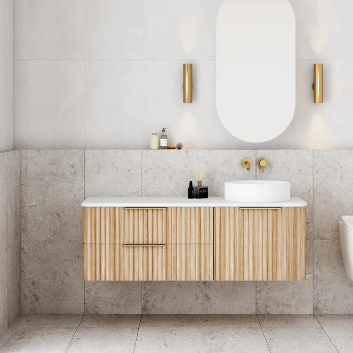 Gravity Natural Oak Curved Wall Hung Vanity