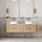 Gravity Natural Oak Curved Wall Hung Vanity