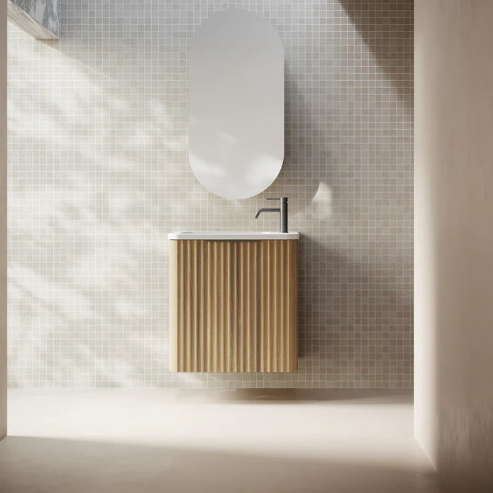 Cassa Designs Gravity 500mm Small Space Wall Hung Vanity Natural Walnut