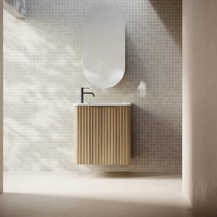 Cassa Designs Gravity 500mm Small Space Wall Hung Vanity Natural Walnut