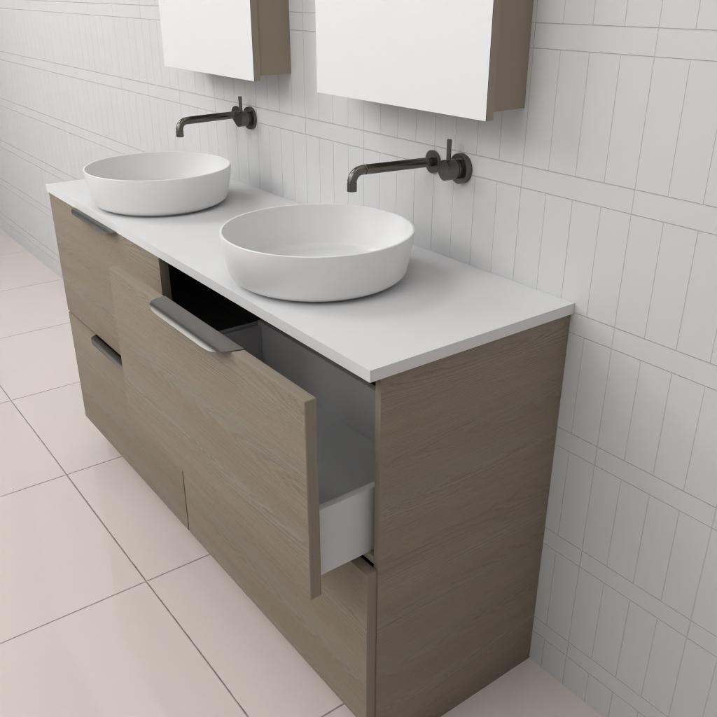 Fifth Avenue Celeste Duo Smoked Ash Floor Mounted Vanity