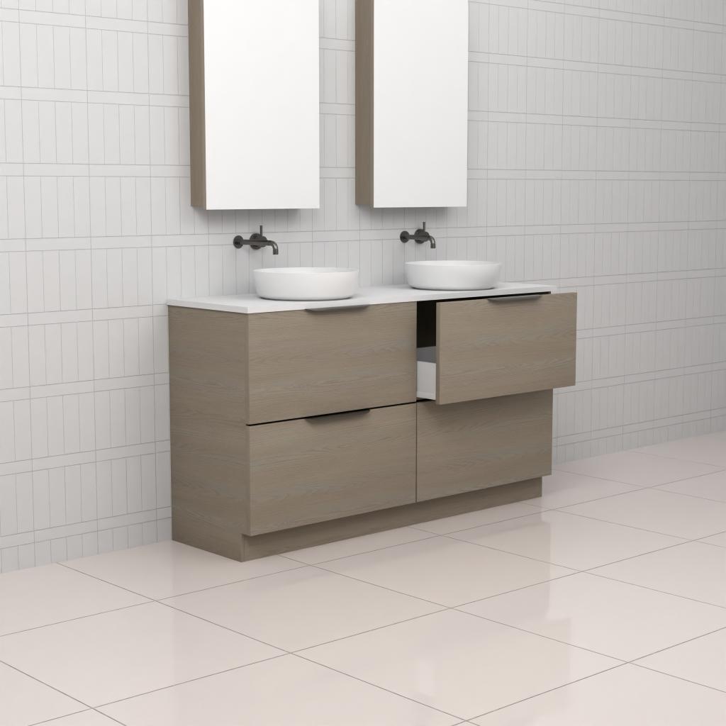 Fifth Avenue Celeste Duo Smoked Ash Floor Mounted Vanity