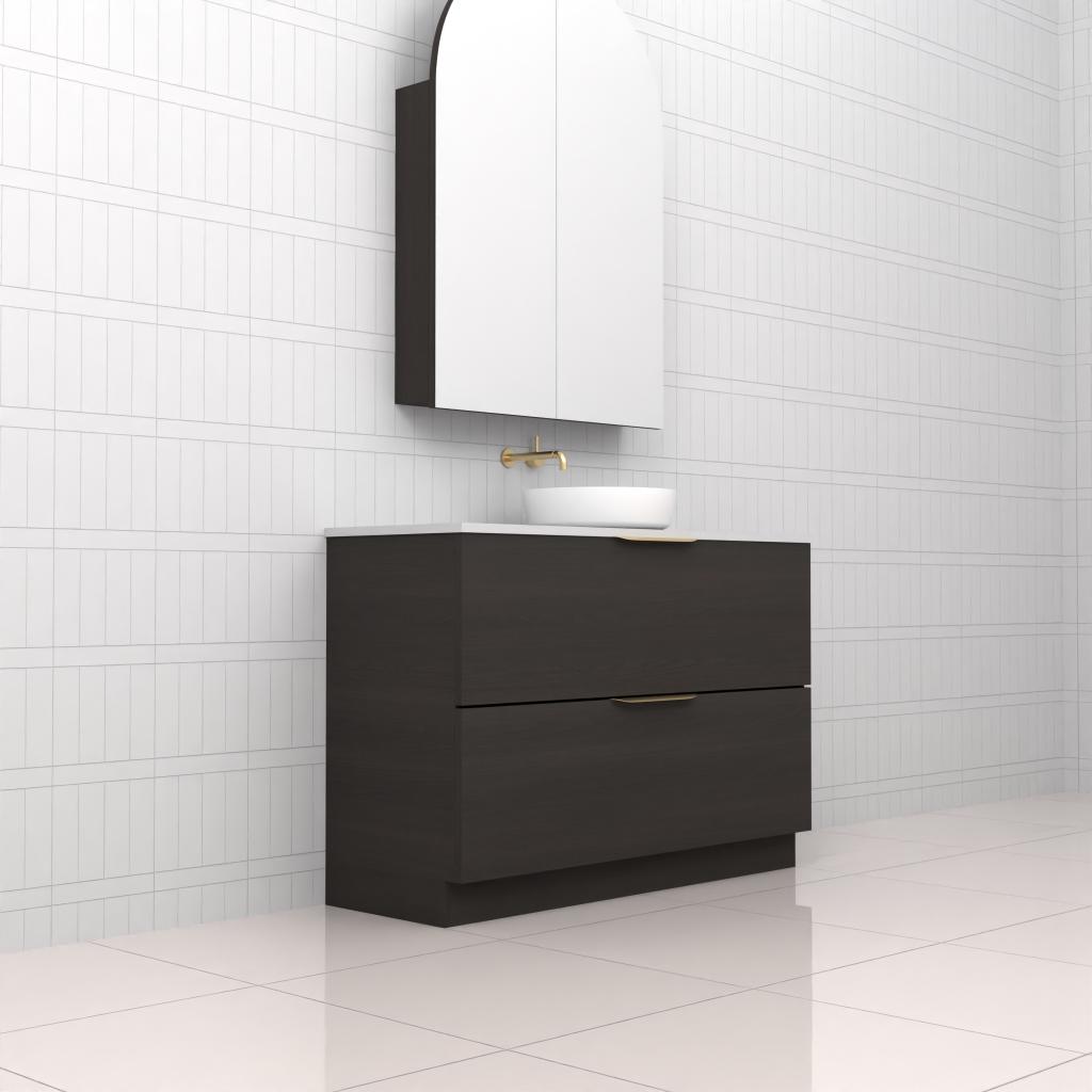 Fifth Avenue Celeste Duo Smoked Onyx Floor Mounted Vanity