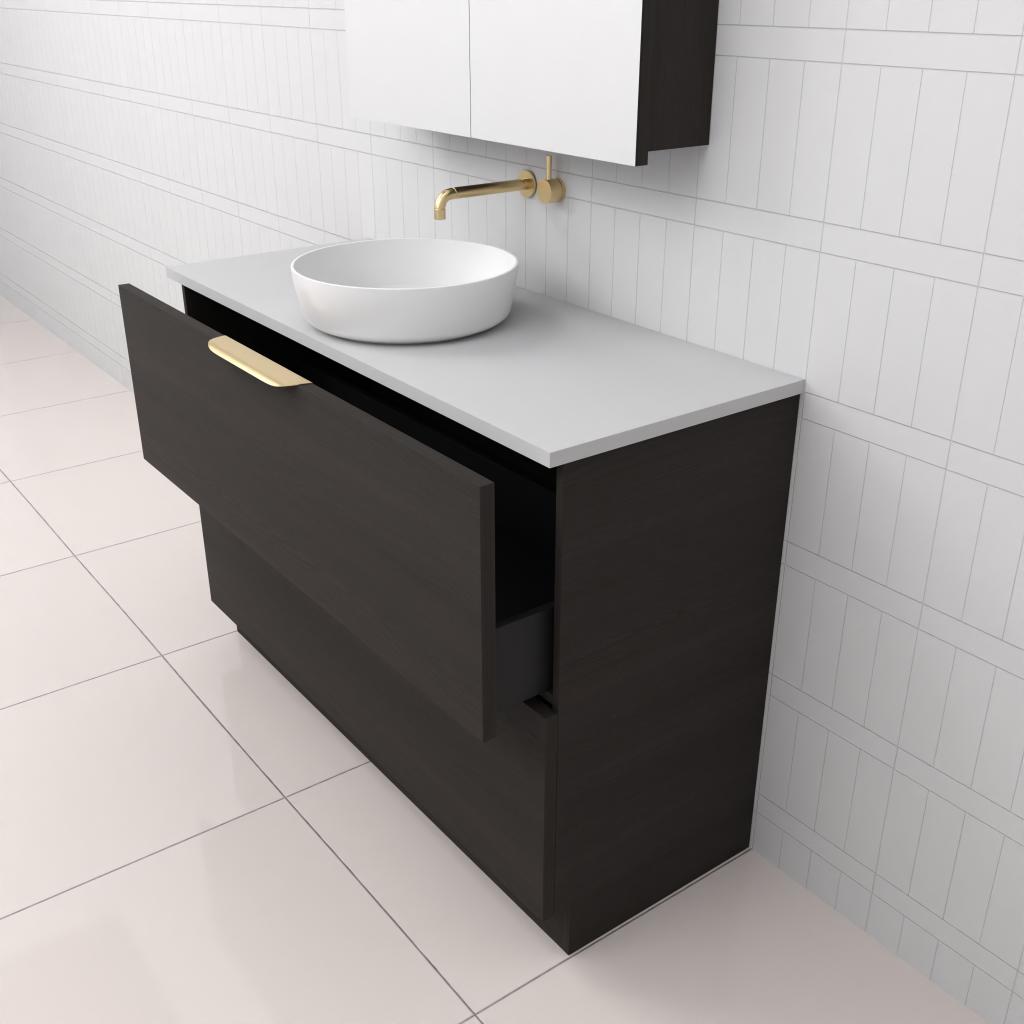 Fifth Avenue Celeste Duo Smoked Onyx Floor Mounted Vanity