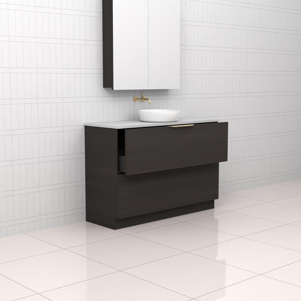 Fifth Avenue Celeste Duo Smoked Onyx Floor Mounted Vanity