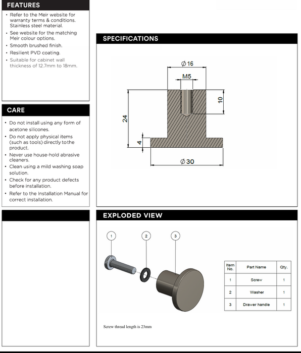 Öppen Knob Cabinet Handle (Brushed)