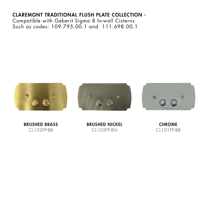 Claremont Floor Mounted Pan & Seat + Geberit In-wall Cistern + Traditional Flush Plate