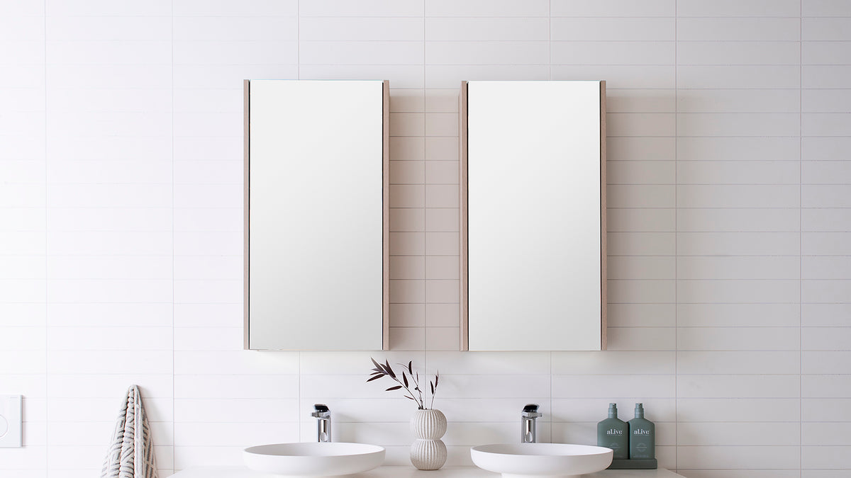 ADP Muse Mirrored Cabinets in Coastal Oak