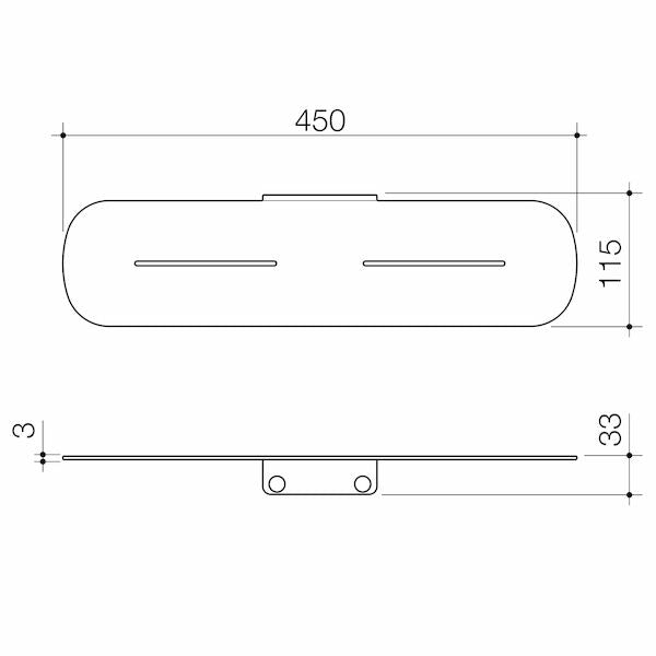 Caroma Contura II Bathroom Shelf technical drawing