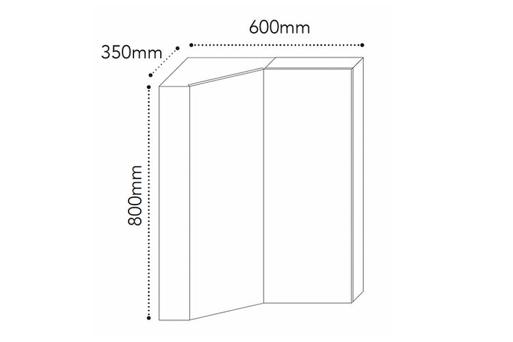 ADP Glacier Offset Corner Mirrored Cabinet 600 dimensions