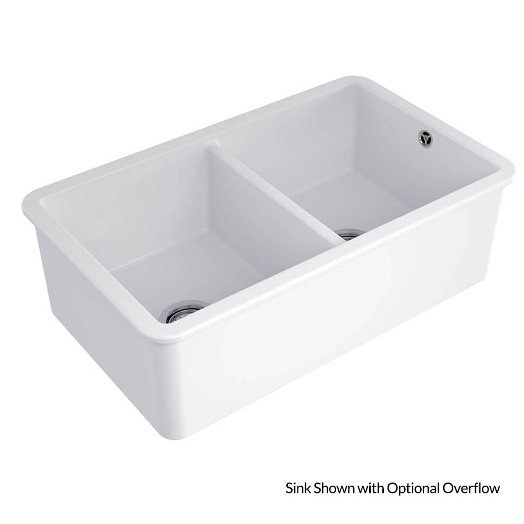Turner Hastings Cuisine 85 x 49 Double Matte Black Fireclay Matte White Sink
