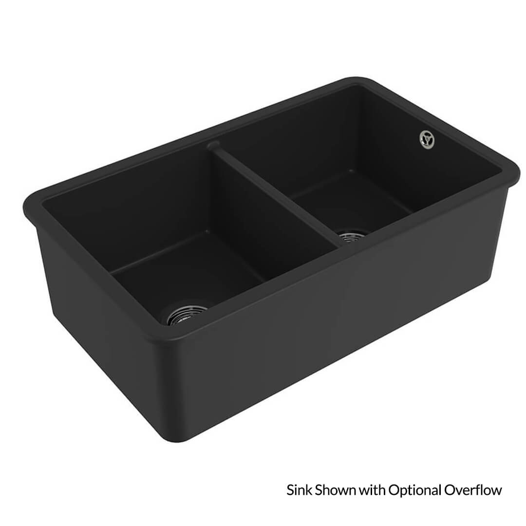 Turner Hastings Cuisine 85 x 49 Double Matte Black Fireclay Matte Black Sink