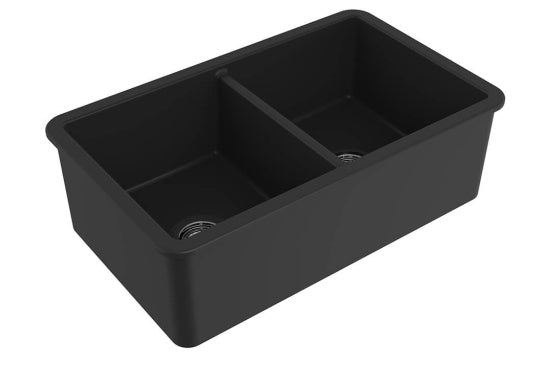 Turner Hastings Cuisine 85 x 49 Double Matte Black Fireclay Matte Black Sink