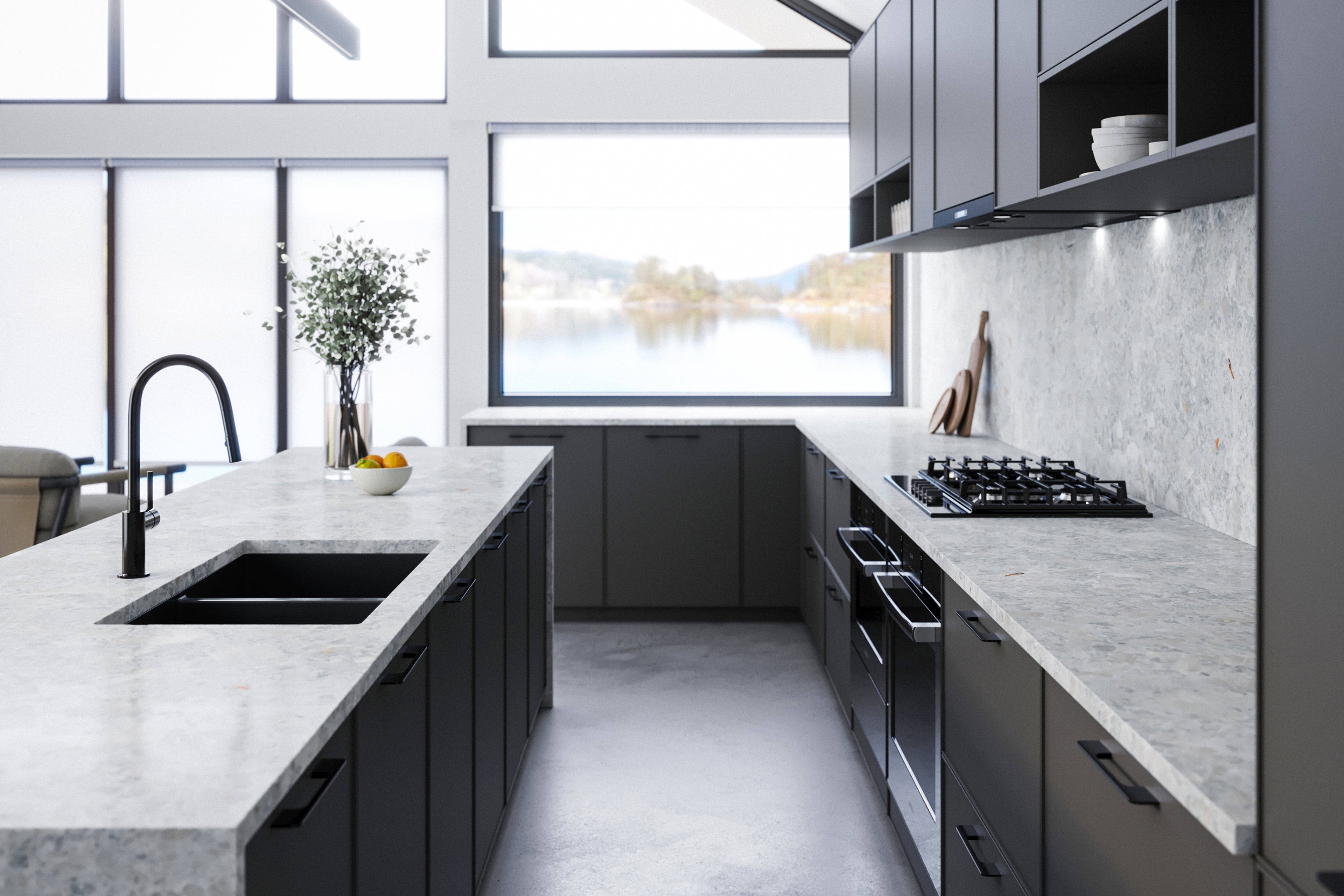 Cuisine 85 x 49 Double Matte Black Fireclay Sink