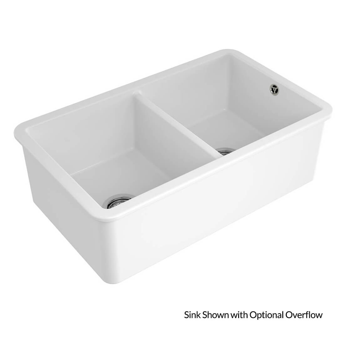 Turner Hastings Cuisine 85 x 46 Double Inset / Undermount Fine Fireclay Gloss White Sink