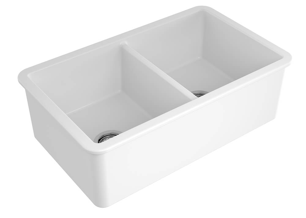 Turner Hastings Cuisine 85 x 46 Double Inset / Undermount Fine Fireclay Gloss White Sink